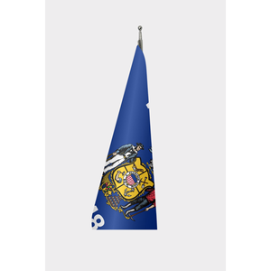 Drapeau d'intérieur personnalisé du Wisconsin 3x5 pieds, style fanion, imprimé numériquement en soie polyester, aluminium, automobile, assurance, éducation - Product Image 3