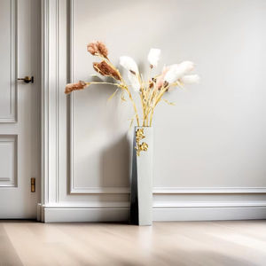 Vase à fleurs design avec accents floraux Décoration de mariage moderne Vases en métal et acier inoxydable - Product Image 4