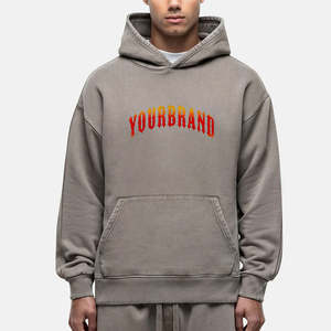 Sweat à capuche d'hiver délavé à l'acide pour homme, personnalisé, avec appliqué, broderie, vintage, délavé à l'acide, 100% coton molleton - Product Image 3