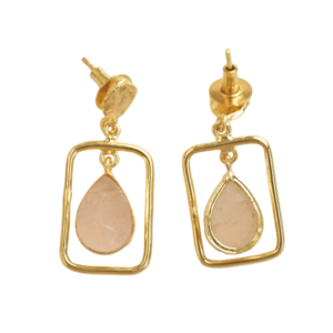 Pendientes de Latón al por Mayor, Diseño de Piedra Natural en Bruto, Latón Chapado en Rodio, Patrón de Diseñador Único, Alta Calidad de Exportación - Product Image 4