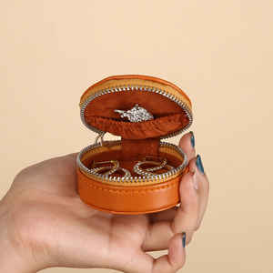 Custom Logo Travel Jewelry Box Leather Ring Pendant <b>Stud</b> Earrings Convenient Storage Zipper <b>Bag</b> Velvet Material Perfect Gifts - Product Image 6
