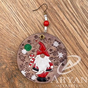 2024 forme ronde décorations de noël cadeaux en cuir véritable ornements d'arbre de noël Western personnalisé tentures en cuir usiné - Product Image 1