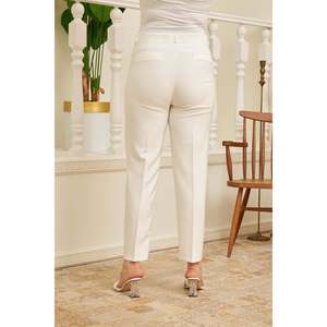 Pantalones de Tela Blanca Talla Grande RMG para Mujer, Cómodos Pantalones de Pierna Recta con Mezcla de Poliéster y Elastano - Product Image 4