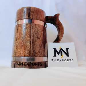 ... Taza de madera para acampar, jarra de madera reutilizable y sostenible con mango, estilo rústico para bar - Product Image 6