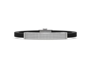 Bracelet en caoutchouc zircon pour homme avec argent sterling 925 et plaqué or 14 carats Bijoux de créateur Cadeau parfait pour petit ami - Product Image 4
