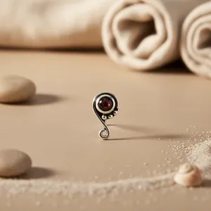 Boucles d'oreilles clous en argent 925 pour femme, garnet, design délicat en forme de goutte, avec diamant, rubis, zircon, perle, pour fiançailles, certifiées GIA - Product Image 3