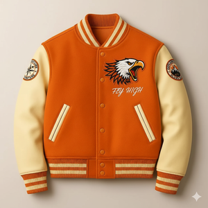 Chaqueta universitaria de lana clásica con cuello levantado Retro Letterman Bomber High Street Style para hombres y mujeres - Product Image 1