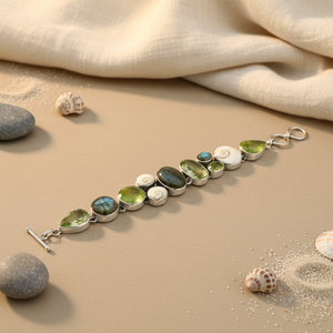 Women's 925 Silver Gemstone Statement Jewelry Fashion <b>Beaded</b> <b>Bracelet</b> - Product Image 1