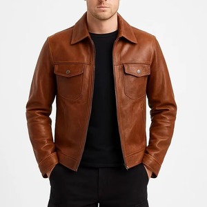Chaqueta de cuero para motocicleta con precio al por mayor, ropa de abrigo ajustada a la moda personalizada para hombre con chaqueta de marca OEM para hombre - Product Image 5