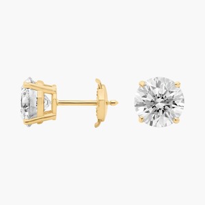 14K Solid Gold F-G VS2-SI1 Round Lab Grown Diamond Four Prong <b>Stud</b> <b>Earrings</b> 4 Ct Total Rhodium Finish Four Prong <b>Fine</b> Jewelry - Product Image 4