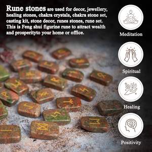 Ensemble de Rune Unakite rectangulaire poli-Pierres de cristal spirituelles pour débutants et experts-Ensemble de Rune de cristal Unakite en gros - Product Image 5