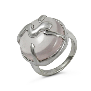 แหวนหมั้น925เงินสเตอร์ลิงดีไซน์คลาสสิกประดับด้วยหินโรสควอตซ์ธรรมชาติอัญมณีสำหรับเพื่อนเจ้าสาวและงานแต่งงาน - Product Image 2