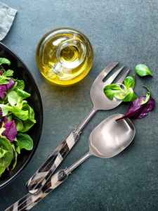 Argenterie forte de haute qualité cuillère à fente et fourchette de service à salade ensemble de salade en acier inoxydable pour le dîner restaurant maison hôtels - Product Image 3