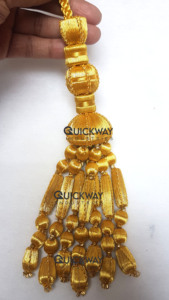 Gold Beaded Acorn <b>Tassel</b> Handmade Bullion <b>Fringe</b> for Vestments Church Decor & Fashion Accessories Wholesale Customizable - Product Image 4