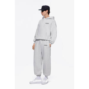 Sudadera con Capucha Gris Sólida Personalizada con Logotipo para Hombre y Pantalones Deportivos a Juego, Conjunto Deportivo Trackstar OEM de Marca Privada - Product Image 4
