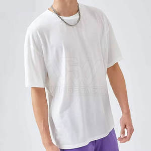 T-shirt 100% coton de couleur unie sur mesure pour hommes Streetwear T-shirts unisexes imprimés à coupe ample - Product Image 5