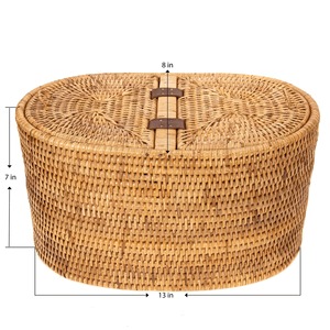 Boîte à mouchoirs ovale double, boîte de rangement artisanale, écologique, naturelle, décoration intérieure et extérieure, vente en gros du Vietnam - Product Image 3