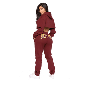 Ensemble de survêtement unisexe en coton anti-rétrécissement pour femme, grande taille, avec logo personnalisé, haut court, vente chaude, couleur unie, vente en gros de vêtements d'hiver - Product Image 5