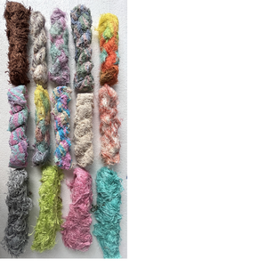 Rubans teints en coton et lin personnalisés Frizz Fuzzy avec motif brodé de points Teinture bicolore unique pour la revente de magasins de fils - Product Image 1