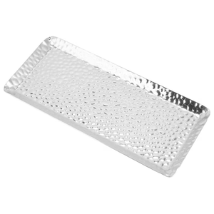 Bandeja de servicio de plata de acero inoxidable con asas Bandeja Sevring de oro Placa de patrón de metal de estilo árabe rectangular de acero inoxidable - Product Image 4