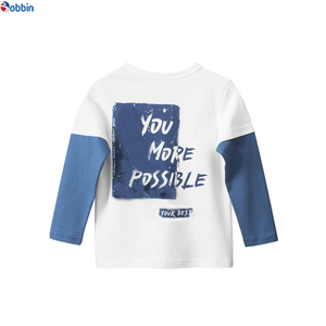 เสื้อยืดแขนยาวผู้ชายแบบสองชั้น สไตล์สตรีทแวร์ทรงโอเวอร์ไซส์ ลวดลายพื้นสีพื้น พร้อมลายกราฟิกแบบแตก - Product Image 3