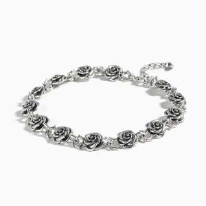 Jeulia Sterling Silver Rose Flower <b>Bangle</b> <b>Bracelet</b> with Zircon Rhodium Plated 195mm - Product Image 2