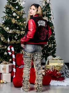 <b>Top</b> Trending Women Crop Varsity Baseball <b>Coats</b> Streetwear 2026 Winter Fall Clothes Letter Print Cropped Patchwork Jackets <b>Coats</b> - Product Image 4