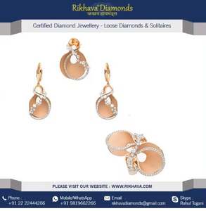 Anillo de diamantes de lujo de oro rosa de 18kt elegante de excelente calidad con juego de colgantes para regalar en ocasiones especiales Juego de colgantes - Product Image 6