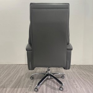 Chaise de bureau ergonomique à dossier haut en cuir PU, base chromée, accoudoirs fixes, pivotante, soutien lombaire, design contemporain - Product Image 2