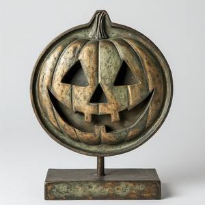 Portavelas de calabaza de aluminio hecho a mano, pátina polaca artística que irradia brillo festivo perfecto elegante decorativo de Halloween - Product Image 6