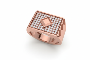 Bague tendance pour homme Modern Orbit, 79 pièces, diamant naturel, plaqué or 14 carats, taille brillant ronde - Product Image 4