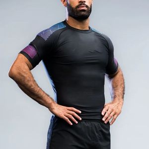 Customized Fully Sublimation MMA Surfing BJJ Guards Latest Short Sleeve Gym <b>Rashguard</b> Anti-UV and Breathable - Product Image 2
