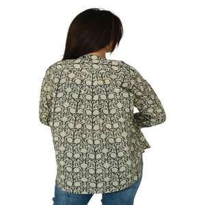 Bohemian Cotton Block Print <b>Short</b> <b>Sleeve</b> <b>Blouse</b> Womens Lightweight Summer Shirt, Casual Hippie-Inspired Boho Top - Product Image 6