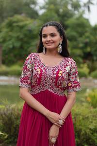 Vestido Kurti bordado de lentejuelas de algodón a la moda para mujer, traje Dupatta, ropa larga de fiesta para bodas, eventos para niñas, India 2025 - Product Image 5