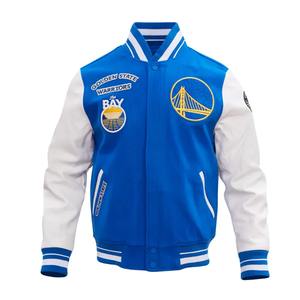 เสื้อแจ็กเก็ตทีมเบสบอลแขนเสื้อหนังขนแกะปักโลโก้สำหรับผู้ชายและผู้หญิง - Product Image 5