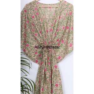 Kaftan long en coton confortable, lavable et respirant pour femme – Idéal pour l'été, l'automne, le printemps, les soirées, les fêtes et les vacances - Product Image 4