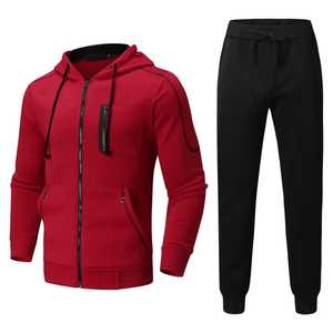 OEM personalizado Vintage sólido 100% algodón transpirable Zip-Up Regular lavado pesado chándal Unisex conjunto con capucha - Product Image 2