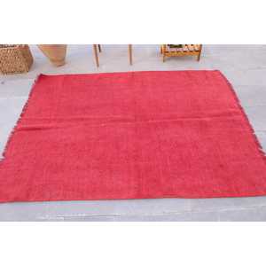 Alfombra Turca Vintage, Alfombra de 4.6x6.1 pies, Alfombra de Camuflaje Roja y Blanca - Product Image 3