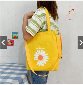 Vente en gros logo personnalisé style coréen dames multicolore école toile sac à main à la mode pour étudiants sac à provisions bandoulière - Product Image 5