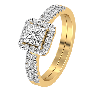 Anillo de Bodas de Oro Amarillo Blanco de 9 Quilates para Mujer, con Diamante Cultivado en Laboratorio, Corte Princesa, 0.98 Quilates, Claridad VS, Color EF, IGI - Product Image 5