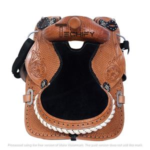 Silla de Montar de Cuero Resistente Estilo Vaquero Occidental, Equipo para Caballos, Accesorios para Caballos, Producto Ecuestre - Product Image 3