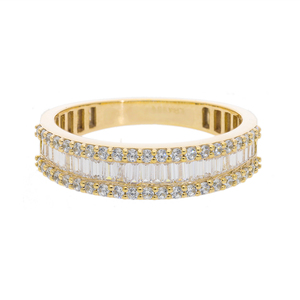 Elegante Anillo de Diamantes de Oro de 14K para Mujer, Anillo de Aniversario de Bodas, Estilo Clásico y Atemporal con Piedras Naturales de Corte Redondo, Rodio - Product Image 1