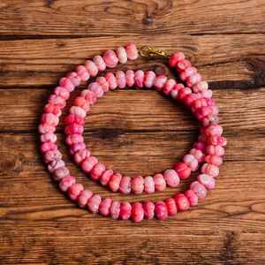 2025 Boho Style Necklace for Women Pink <b>Opal</b> Carved Melon Beaded 7-8mm Soft Pastel Gemstone Strand Gold Plated Jewelry - Product Image 3