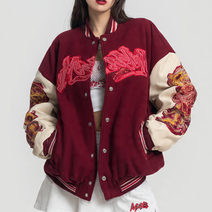 Chaqueta Universitaria Extra Grande para Mujer, Ropa de Calle de Invierno, Chaqueta Universitaria Holgada, Chaqueta Universitaria con Botones para Mujer - Product Image 2