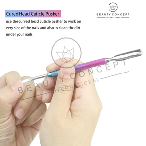 Empujador de cutículas de uñas de salón de Mejor proveedor en color azul púrpura uso personalizado recién llegado producto de acero sostenible - Product Image 2