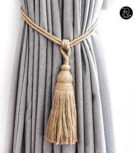 Boho Style Macrame <b>Curtain</b> Tiebacks Handwoven Natural Rope with Wooden Beads for Modern Home Interior Decoration - Product Image 4