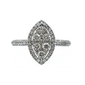 Chine Usine Bijoux Personnaliser Haute Qualité 18k Solide Or Blanc Réel Diamant Anneau Rond Marquise Cluster pour Cadeau - Product Image 1