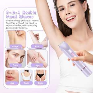 Afeitadora Eléctrica 2 en 1 de Doble Cabezal, Recortadora Impermeable IPX7 para Uso en Seco y Húmedo, Depiladora Corporal para Piernas, Brazos, Rostro y Cuerpo para Mujeres - Product Image 4