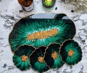 HARDENS Plateau de service en résine époxy fait à la main Essentiels de cuisine uniques pour la maison Restaurant Hôtel Plateaux de service décoratifs - Product Image 1