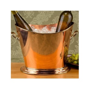 Gran cubo de hielo de cobre martillado para servicio de bebidas de fiesta y presentación elegante con detalles artesanales y elegancia vintage - Product Image 5